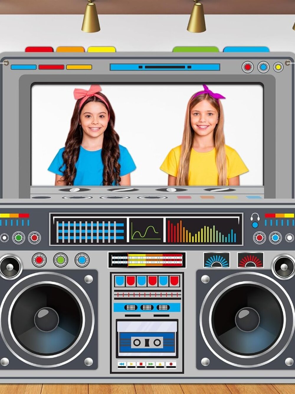80s 90s Party Decorations Gray Radio Boombox Photo Booth Props Frame